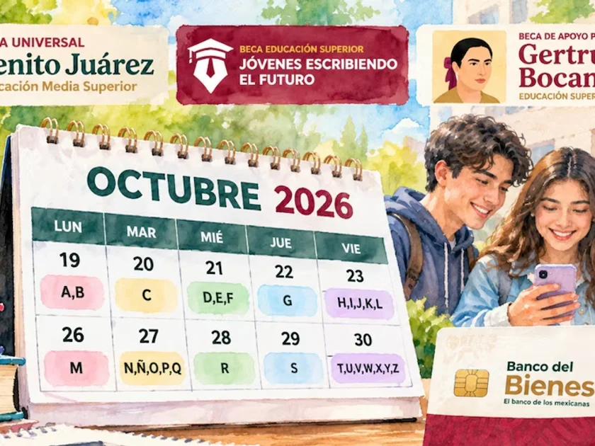 Los depósitos de las Becas Benito Juárez, Jóvenes Escribiendo el Futuro y Gertrudis Bocanegra se realizan del 19 al 30 de octubre