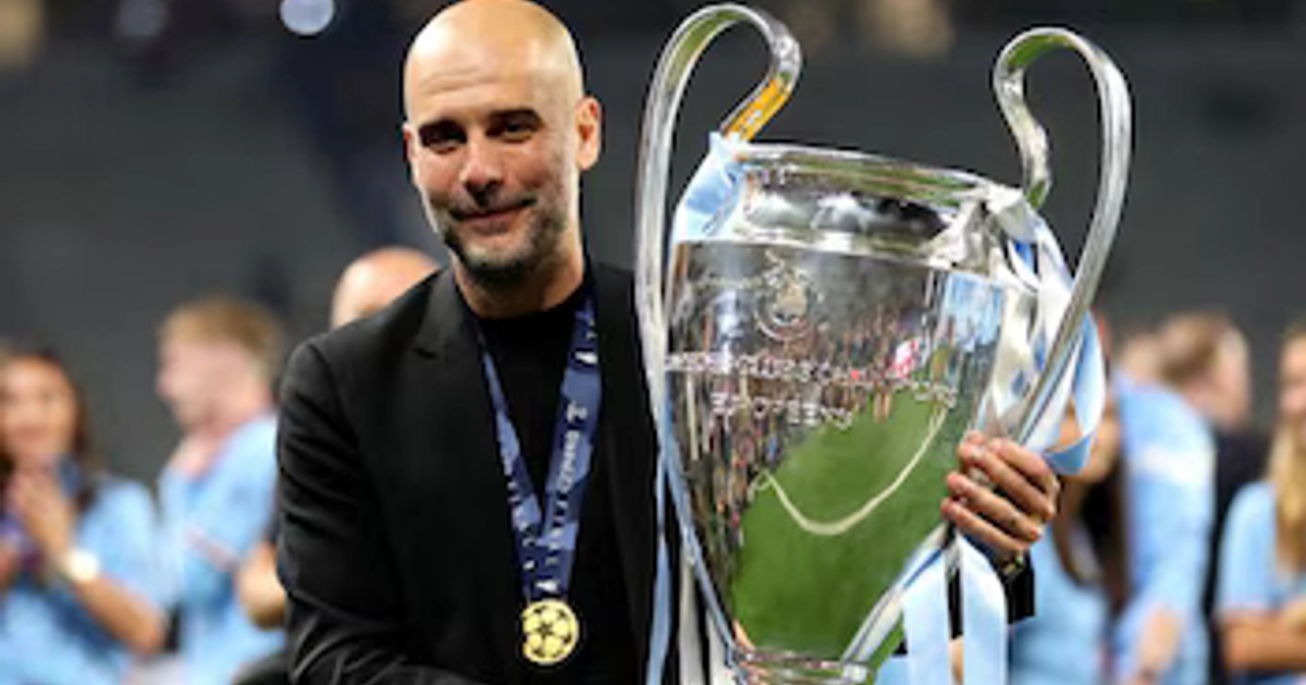 El entrenador Pep Guardiola con la copa de la Champions (Instagram)