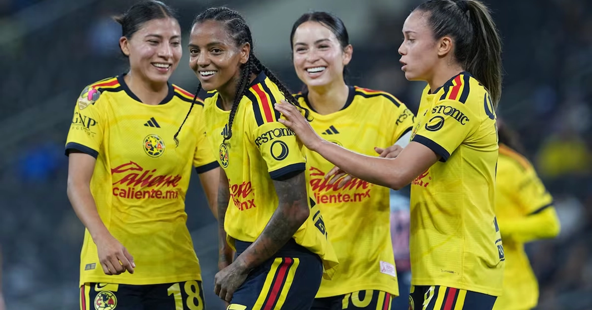 América Femenil en festejo de gol, durante la fase regular del torneo Apertura 2026 - Foto: Imago7
