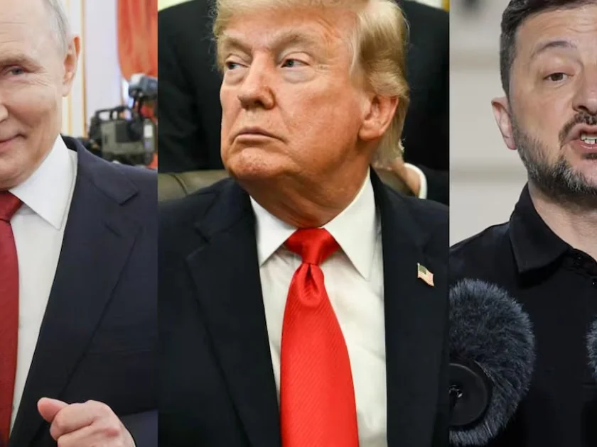 Vladimir Putin, presidente de Rusia, Donald Trump, presidente de Estados Unidos y Volodímir Zelenski, presidente de Ucrania. Imagen: AP/EFE