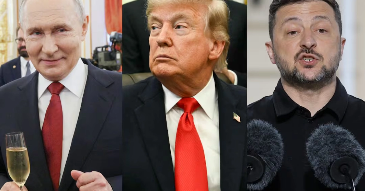 Vladimir Putin, presidente de Rusia, Donald Trump, presidente de Estados Unidos y Volodímir Zelenski, presidente de Ucrania. Imagen: AP/EFE