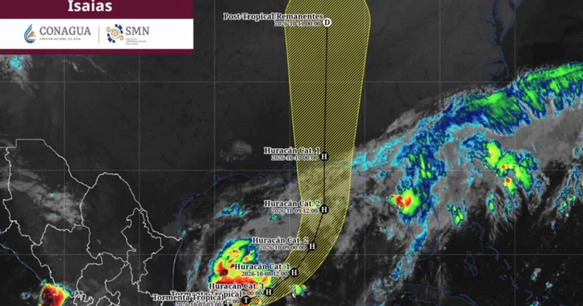 Tormenta tropical Isaias se forma en el Golfo de México (07/10/2026). Foto: Conagua