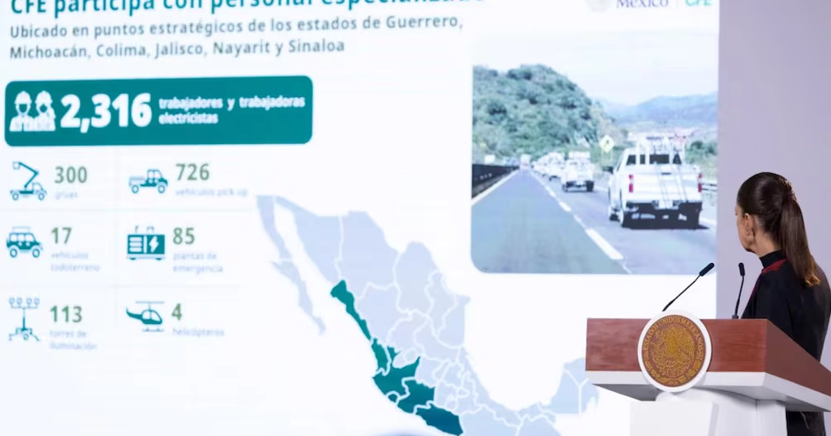 Presidenta Claudia Sheinbaum durante su conferencia de prensa este viernes 9 de octubre del 2026 desde Palacio Nacional. Foto: Captura de pantalla