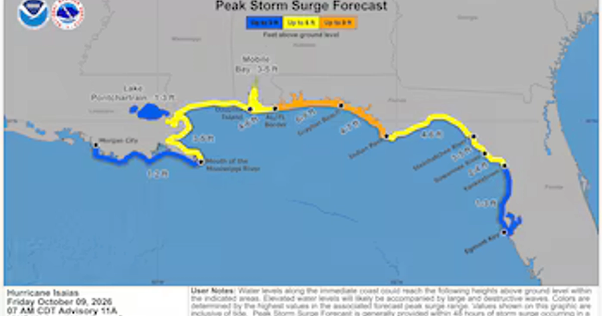 El área bajo aviso de huracán se extendió desde Ocean Springs en Mississippi hasta el límite entre los condados de Bay y Gulf en Florida. (Imagen Ilustrativa Infobae)
