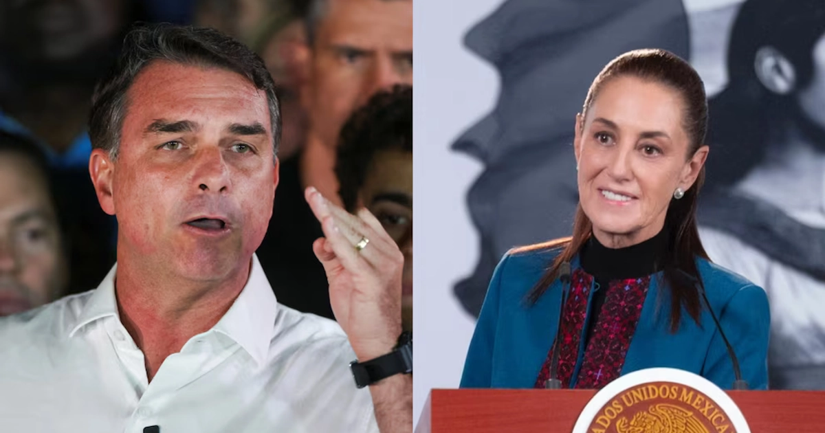 El excandidato Flavio Bolsonaro y la presidenta de México, Claudia Sheinbaum.