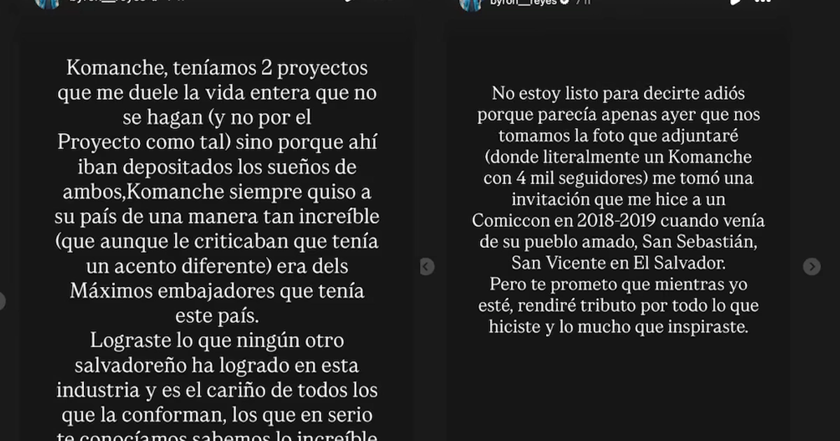 Byron Reyes, CEO y mánager de El Komanche confirmó su fallecimiento. Foto: Captura de pantalla