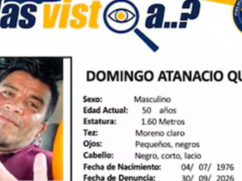 Ficha de búsqueda de Domingo Atanacio Quirino. (FGE Guerrero)