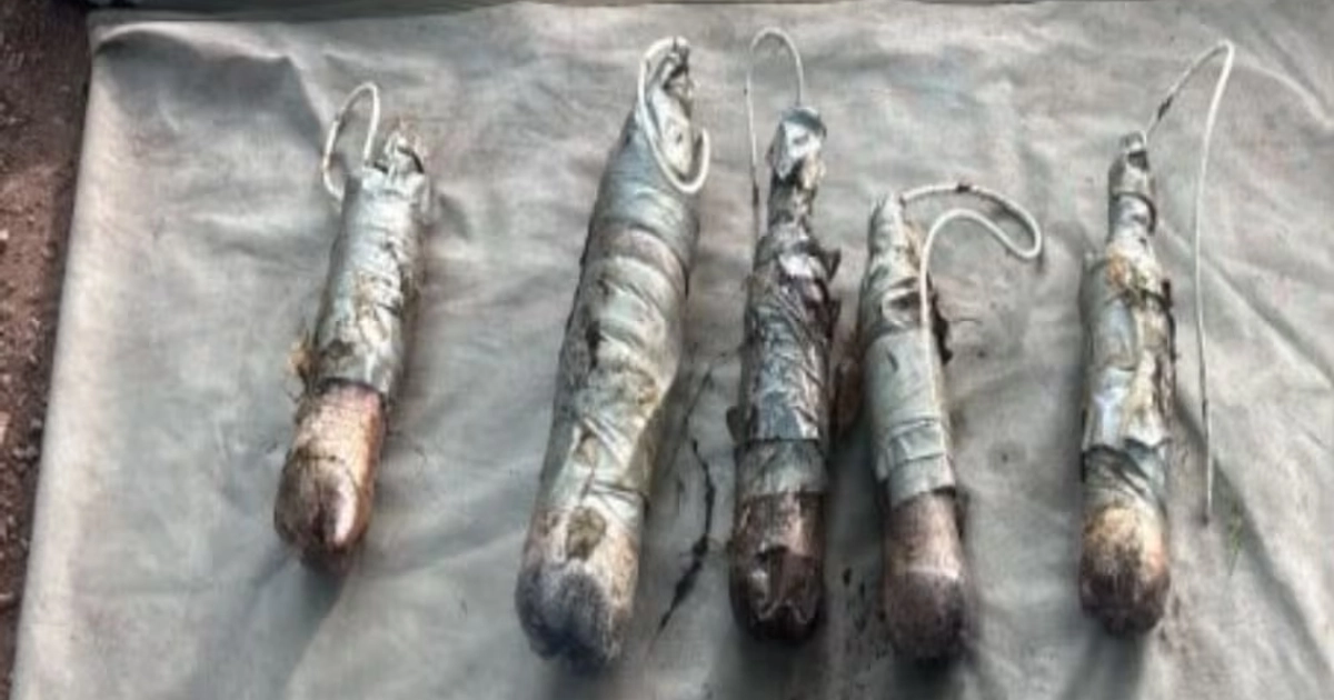 Objetos explosivos asegurados en operativos en Sinaloa (12/10/2026). Foto: Gabinete de Seguridad
