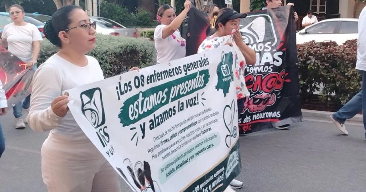 Manifestantes del IMSS exigen mejoras en Yucatán