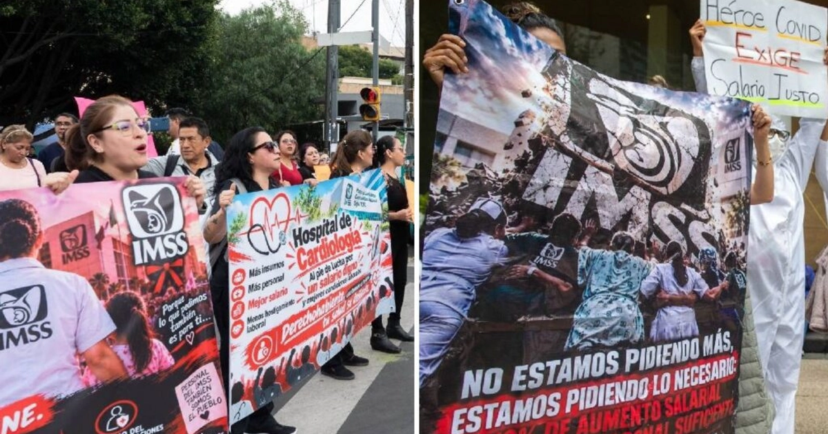 Anuncian próxima megamarcha trabajadores del IMSS. Foto: Cuartoscuro