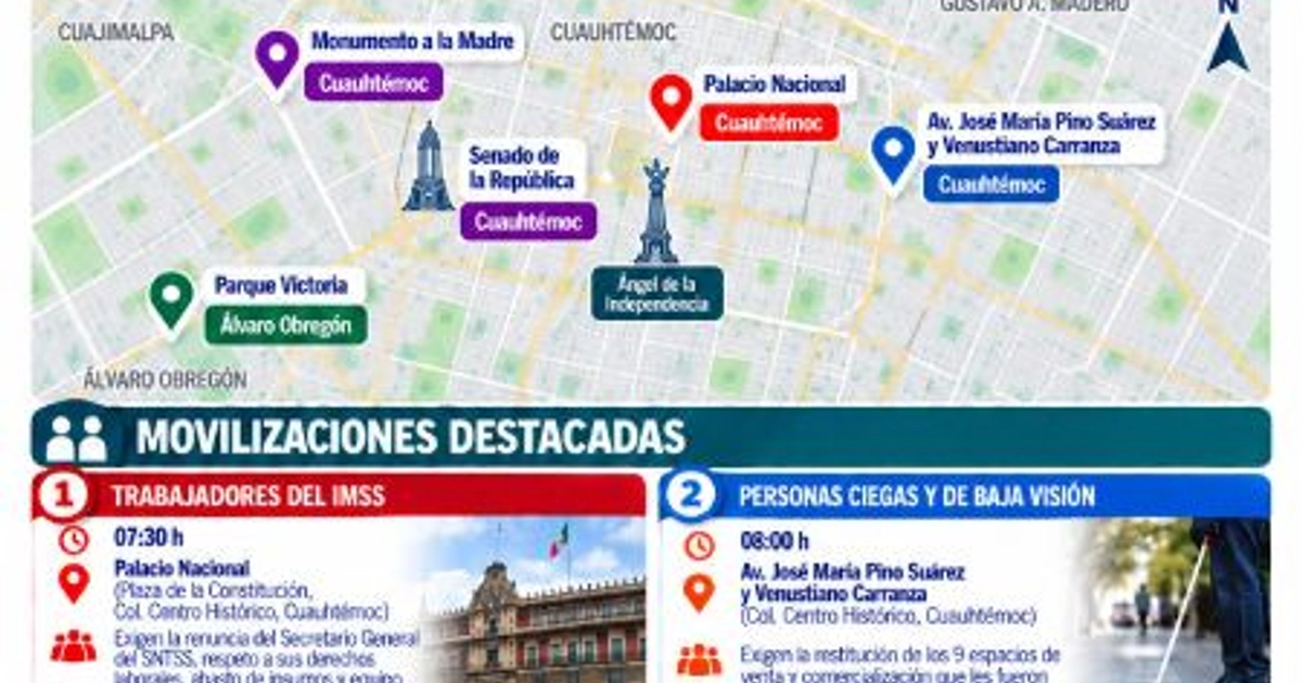 Mapa de principales concentraciones en CDMX. Foto: UnoTV